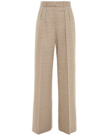 Rebecca Vallance Synthetic Cocoa Checked Jacquard Wide-leg Pants Mustard in Brown - Lyst