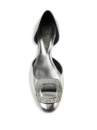 Roger Vivier Ballerine Chips Metallic Leather d'Orsay Flats Silver Women's Ballet [469544409906] - $214.20 : Roger Vivier Discounts Outlet, Fast Delivery Reasonable Sale Price