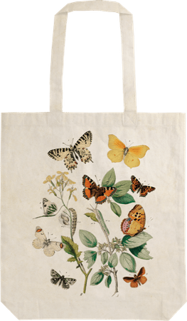 vintage butterfly print tote bag