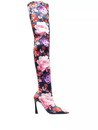 Magda Butrym floral-print knee-high Boots 100mm - Farfetch