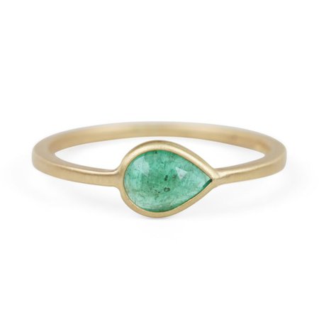 Pear Ring with Emerald