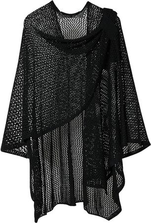 PULI Women's Crochet Cross Front Summer Shawl Elegant Pashmina Wrap Ponchos Cape Cover Ups at Amazon Women’s Clothing store