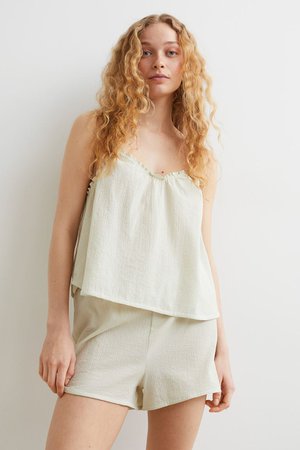 Pajama Camisole Top and Shorts - Light green - Ladies | H&M US
