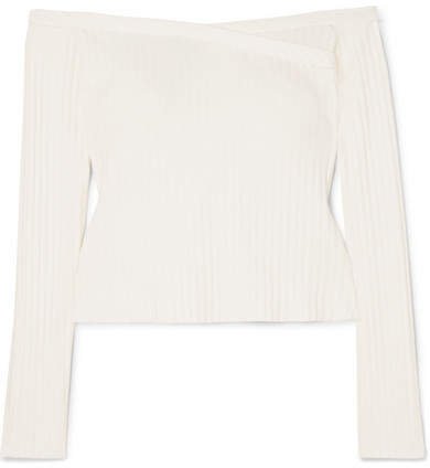 The Range - Off-the-shoulder Ribbed Stretch-jersey Top - Cream