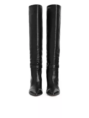 Knee-High Slouch Leather Boots - Black - Shoes - ARKET SE