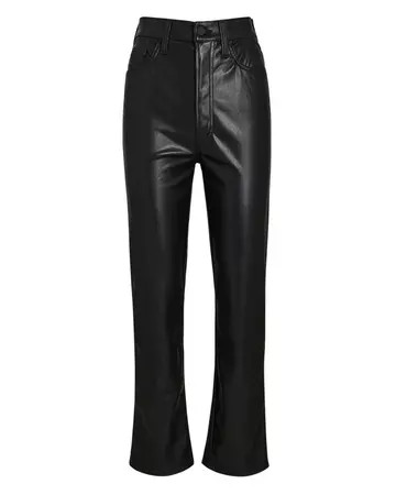 MOTHER Rider Faux Leather Jeans In Black | INTERMIX®