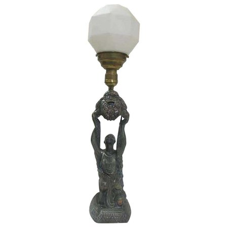Art Deco Spelter Joan of Arc Table Lamp by La Belle For Sale at 1stDibs