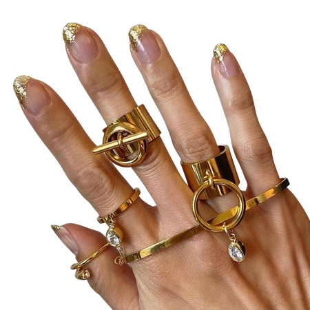 gold manicure nails jewelry