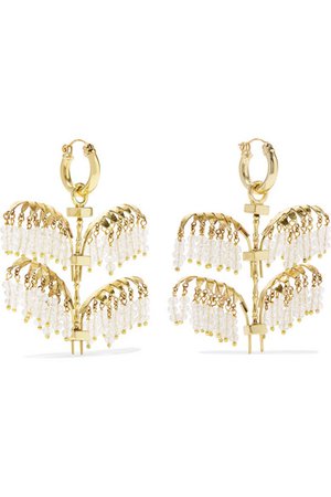 Ellery | Genealogy Mini Palm gold-tone crystal earrings | NET-A-PORTER.COM