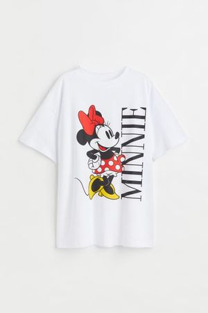 Oversized Printed T-shirt - White/Minnie Mouse - Ladies | H&M US