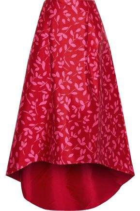 Avalon Asymmetric Printed Satin-twill Skirt