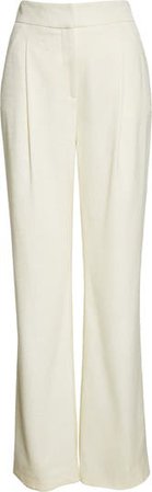 Veronica Beard Robinne Wide Leg Stretch Off-White Cotton Pants | Nordstrom