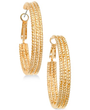 GUESS 1 1/2" Textured Hoop Earrings & Reviews - Earrings - Jewelry & Watches - Macy's
