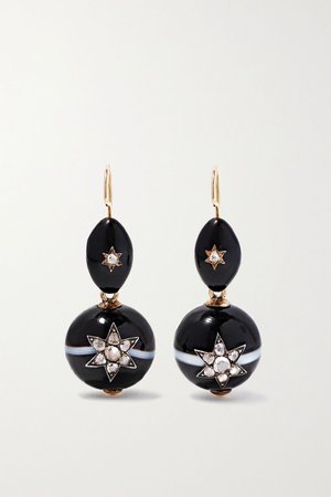Gold Antique sterling silver-topped 14-karat gold, agate and diamond earrings | Fred Leighton | NET-A-PORTER