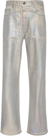 Helmut Lang Factory Mid-Rise Straight-Leg Metallic Jeans Size: 24