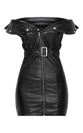 PLT Black leather dress