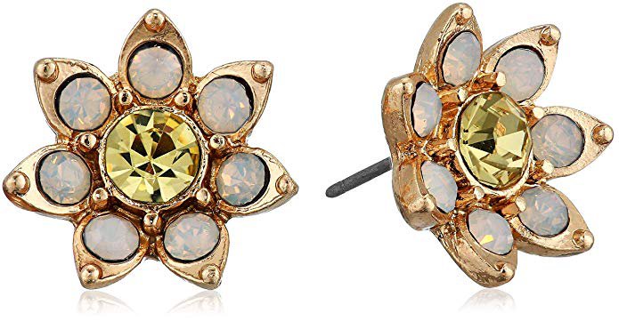 Betsey Johnson Flower Stud Earrings, Yellow, One Size: Clothing