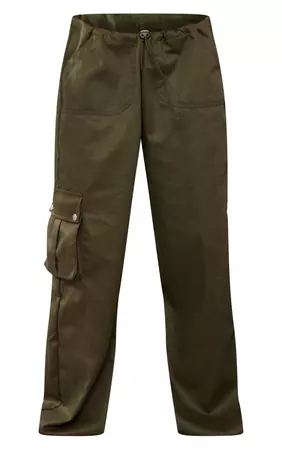 Khaki Twill Toggle Detail Cargo Trousers | PrettyLittleThing USA