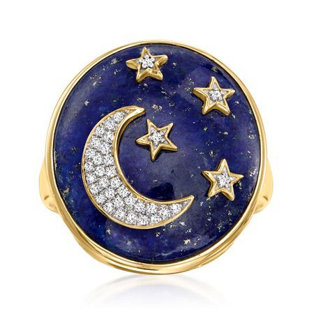Ross-Simons Lapis Stars and Moon Ring with Diamond Accents