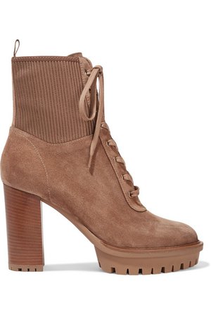 Gianvito Rossi | Martis 90 lace-up leather-trimmed suede ankle boots | NET-A-PORTER.COM