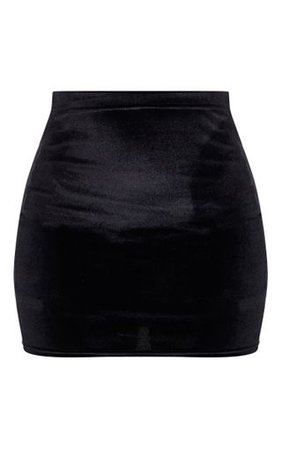 Black Basic Velvet Mini Skirt | Skirts | PrettyLittleThing