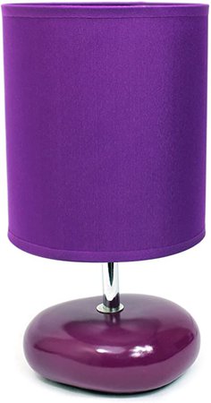 Simple Designs LT2005-PRP Stonies Small Stone Look Bedside Table Lamp, Purple - Small Lamps For Bedroom - Amazon.com