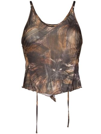 Shop KNWLS Halcyon cat-print slip top with Express Delivery - FARFETCH