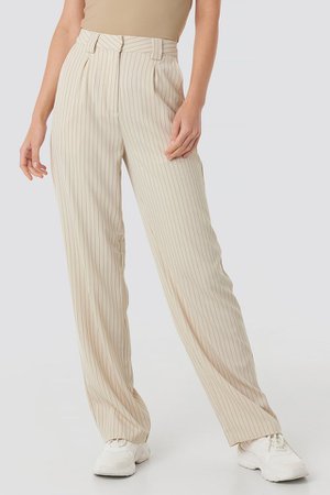 Flared Striped Pants Beige | na-kd.com