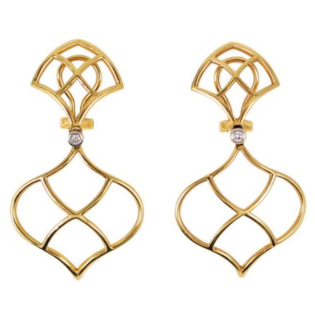 Diamond Open Woven Drop Earrings For Sale at 1stDibs