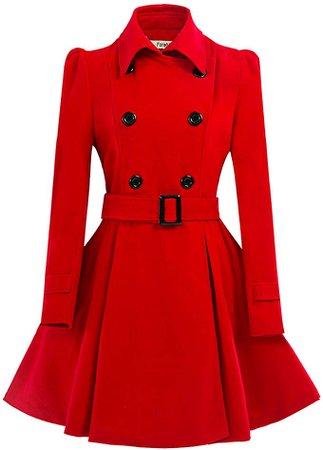 Amazon.com: ForeMode Women Swing Double Breasted Wool Pea Coat with Belt Buckle Spring Mid-Long Long Sleeve Lapel Dresses Outwear: Clothing