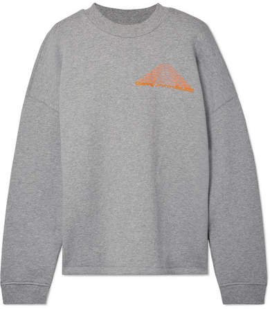 Printed Cotton-jersey Sweatshirt - Gray