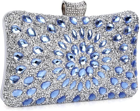 Clocolor Evening Bags and Clutches for Women Crystal Clutch Beaded Rhinestone Purse Wedding Party Handbag (Blue): Handbags: Amazon.com