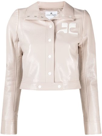 Shop Courrèges high-shine cropped jacket with Express Delivery - FARFETCH
