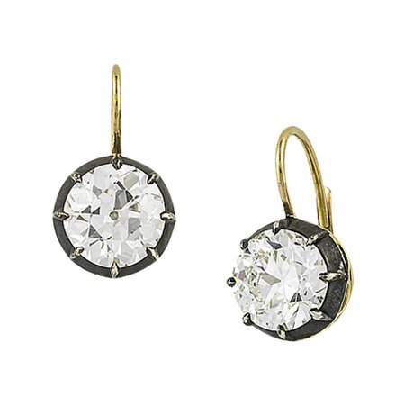Stephen Russell Silver Gold and Old European Cut Diamond Earrings For Sale at 1stDibs