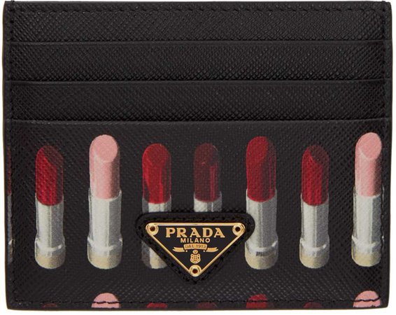 Prada: Black Saffiano Lipstick Card Holder | SSENSE