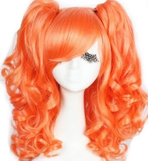 Ponytails Orange Pigtails Curly Wig of Highlighted Wavy Hair into Sexy Oranges Mane of Love Brightly Red upon Sexiness | Flame24Soul.blogspot.com