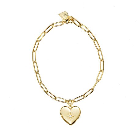 Wanderlust + Co Heart Gold Locket Bracelet