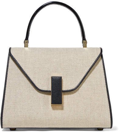 Iside Mini Linen And Textured-leather Shoulder Bag - Beige