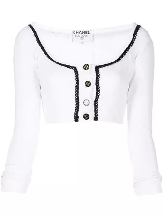 CHANEL Pre-Owned 1990-2000s Cropped fine-knitted Cardigan - Farfetch