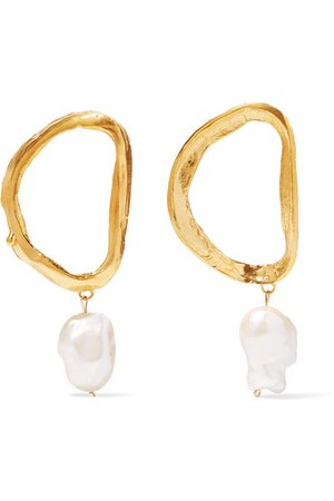 Alighieri | Dante's Shadow gold-plated pearl earrings | NET-A-PORTER.COM