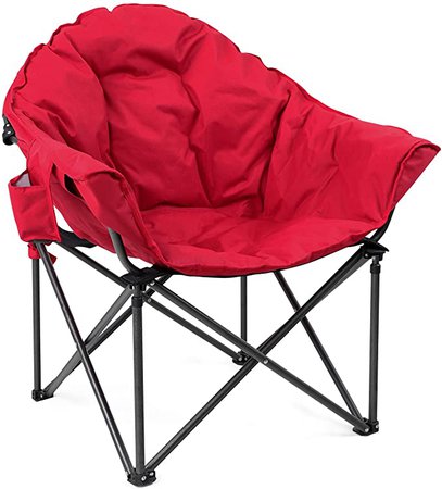 Amazon.com: ALPHA CAMP Heavy-Duty Oversize Camping Chair Round Moon Saucer Chair Padded Folding Chair with Cup Holder and Carry Bag, Red : Sports & Outdoors