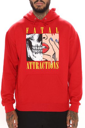 Fatal Intentions Hoodie - Red, Mens Graphic Tees | Fashion Nova