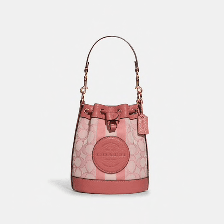 Coach Outlet Jacquard Mini Dempsey Bucket Bag (Pink)