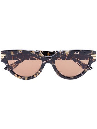 Bottega Veneta Eyewear cat-eye frame tortoiseshell-effect sunglasses - FARFETCH