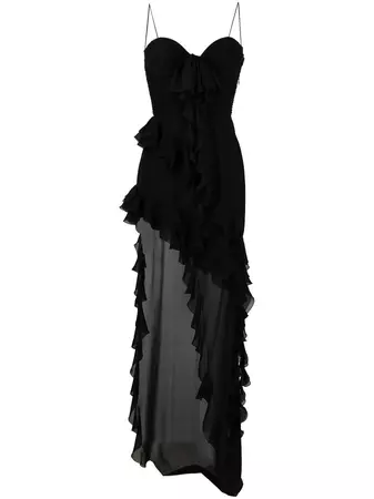 Alessandra Rich Frilled Side Slit Gown - Farfetch