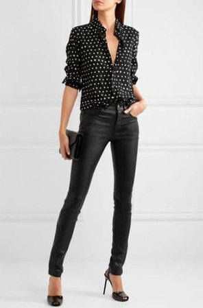 black and white polka dot shirt outfit ideas - Google Search