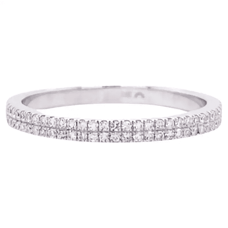 2mm Layered Diamond Band, White Gold, Two Rows of Diamonds, Stackable Ring