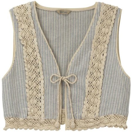 light blue pinstripe & lace vest