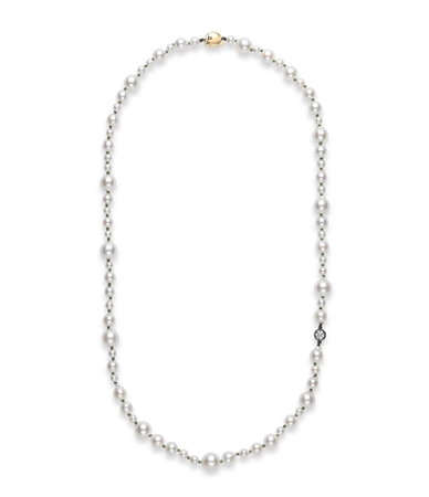 Jessica McCormack Beaches 21” Pearl & 0.40ct Diamond Necklace