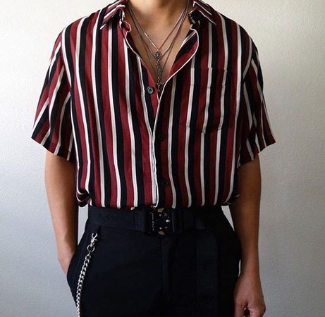 collared short sleeve striped shirt